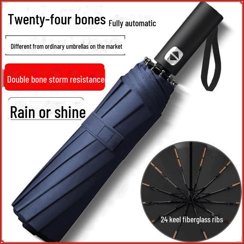 Автоматический складной зонт с 24 спицами для защиты от солнца и дождя с длинной ручкой — идеальный вариант для студентов, компактный и стильный