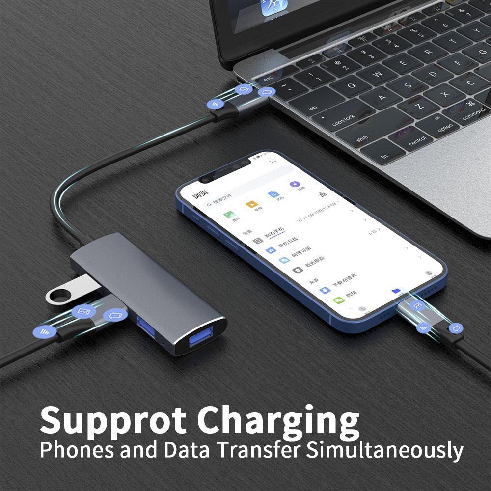 Алюминиевый сплав многопортовый разветвитель 4 порта док-станция USB 3.0 концентратор расширитель Type-C 3.1