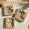 Wooden Cookie Molds for Christmas, DIY 3D Engraved Embossed Biscuit Cutter Moulds, Xmas Tree Snowflake Santa Claus Gingerbread
