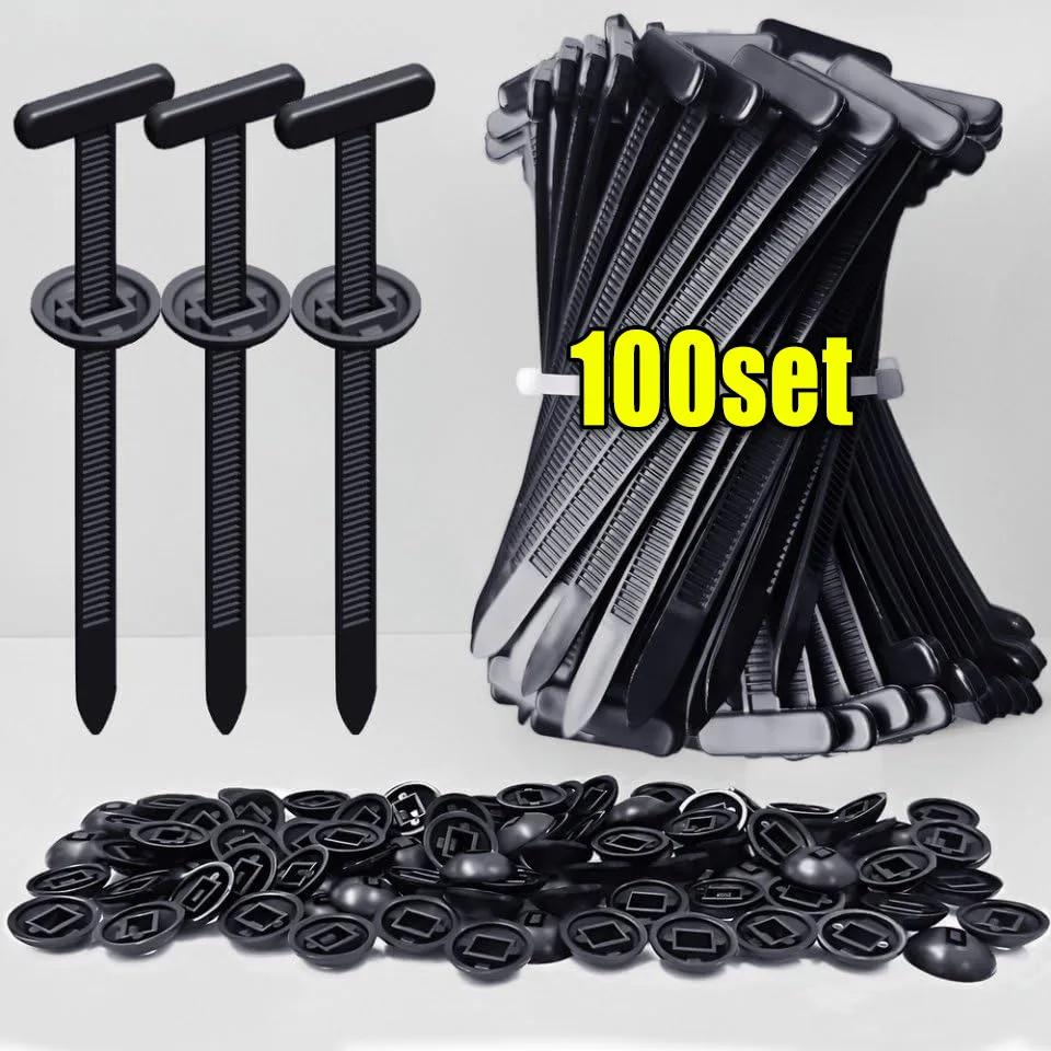 1000set Self-locking Nylon Cable Tie Buckle - Heavy Duty Pin & Button Zip Ties Car Repair Fastening Strap