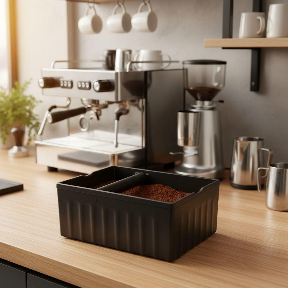 with Tapping Rod Coffee Knock Box Large Capacity Coffee Grind Waste Bin Baristas