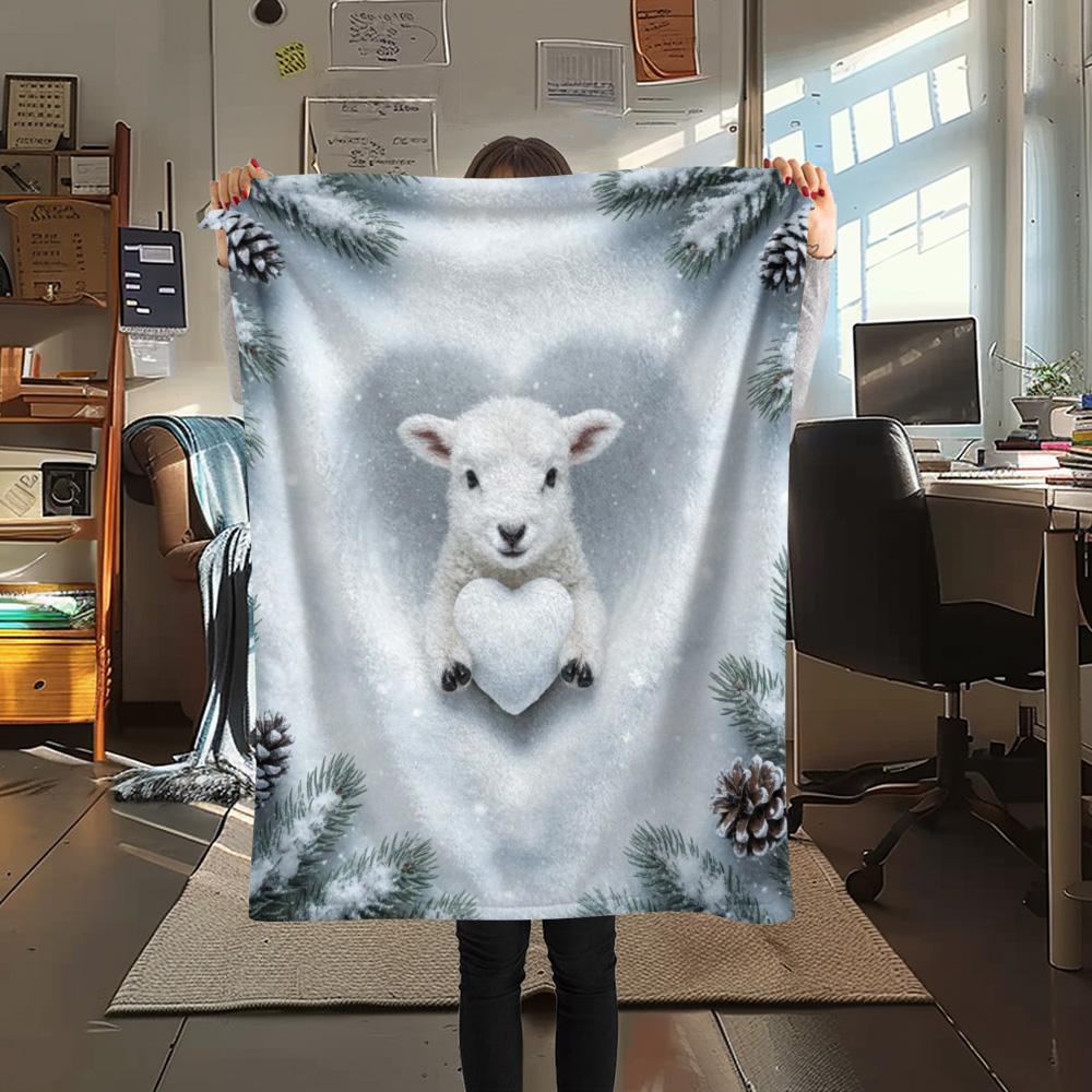 1PC Snow animals Print Flannel Blanket, High quality Comfortable for All Seasons, Home Decor, Warmth and Comfort