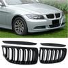 Pair Gloss Black Line Slat Kidney Front Grille For BMW E90 E91 4 Door 2005-2008