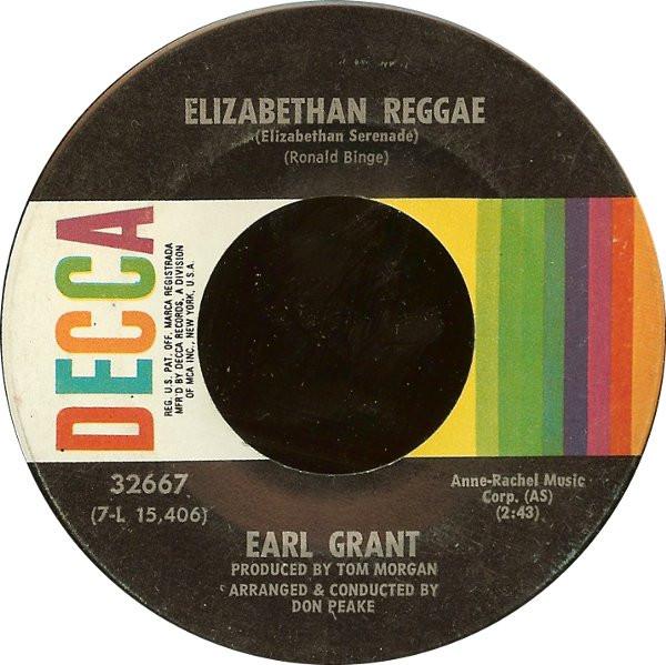 7-дюймовая пластинка EARL GRANT Elizabethan Reggae Grants Pass 32667 Decca 1970 США Reggae Ska Dub Б/у