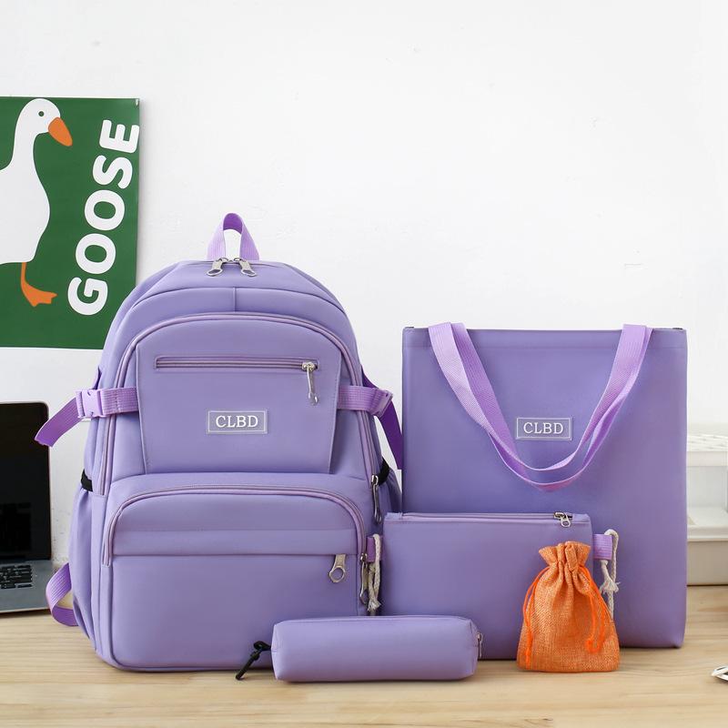 5 шт.. Рюкзак из пяти предметов для начальной школы, для старшеклассников, большой емкости, с несколькими карманами, многофункциональный рюкзак, однотонная холщовая сумка для отдыха