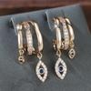 Sparkling CZ Blue Zircon Devil Eye Drop Earrings for Women Luxury Gold Color Eye Earrings Party Jewelry Gift