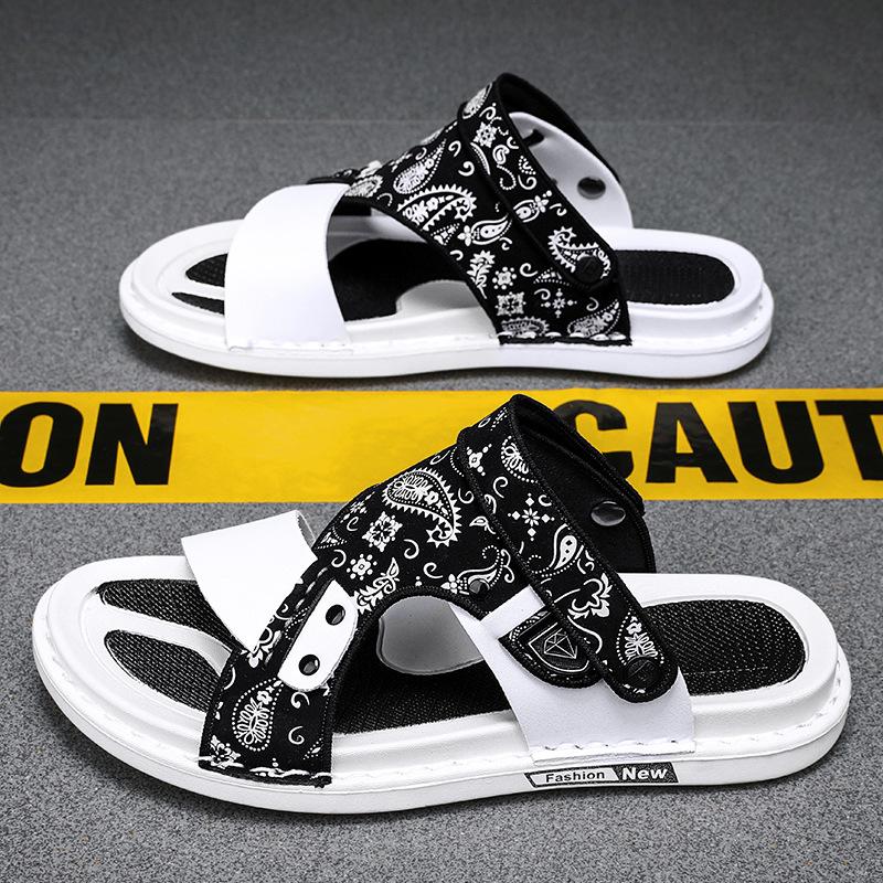 Летние новые корейские модные тапочки сандалии пляжная обувь большого размера повседневная одна пара обуви верхняя одежда модная мужская