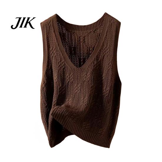 Workplace Outfit Tank Top Knitted for Women V Neck Sleeveless Hollow Out Light Crochet Camisole Summer Loose Casual Sweater Vest Temperamental