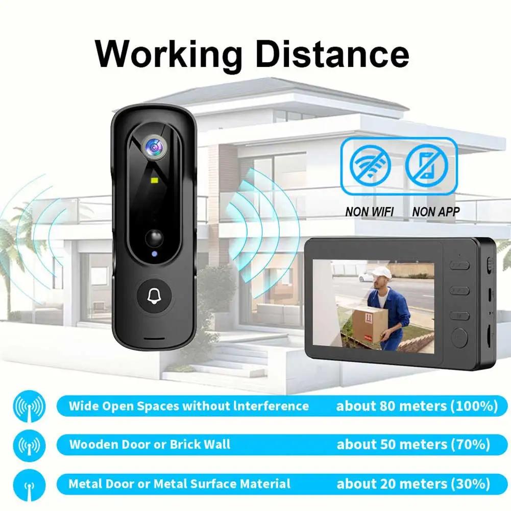 Беспроводной видеодомофон с двухсторонней голосовой связью, беспроводной видеодомофон с камерой и монитором, угол обзора 120 градусов, экран M2 4,3 дюйма