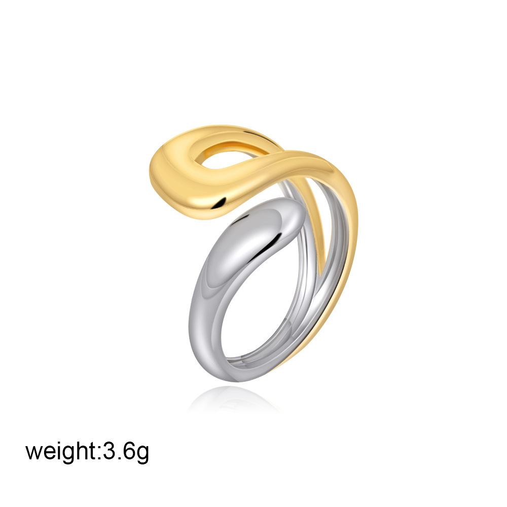 18K gold and silver two-color French retro stacked ring simple versatile ring hand jewelry