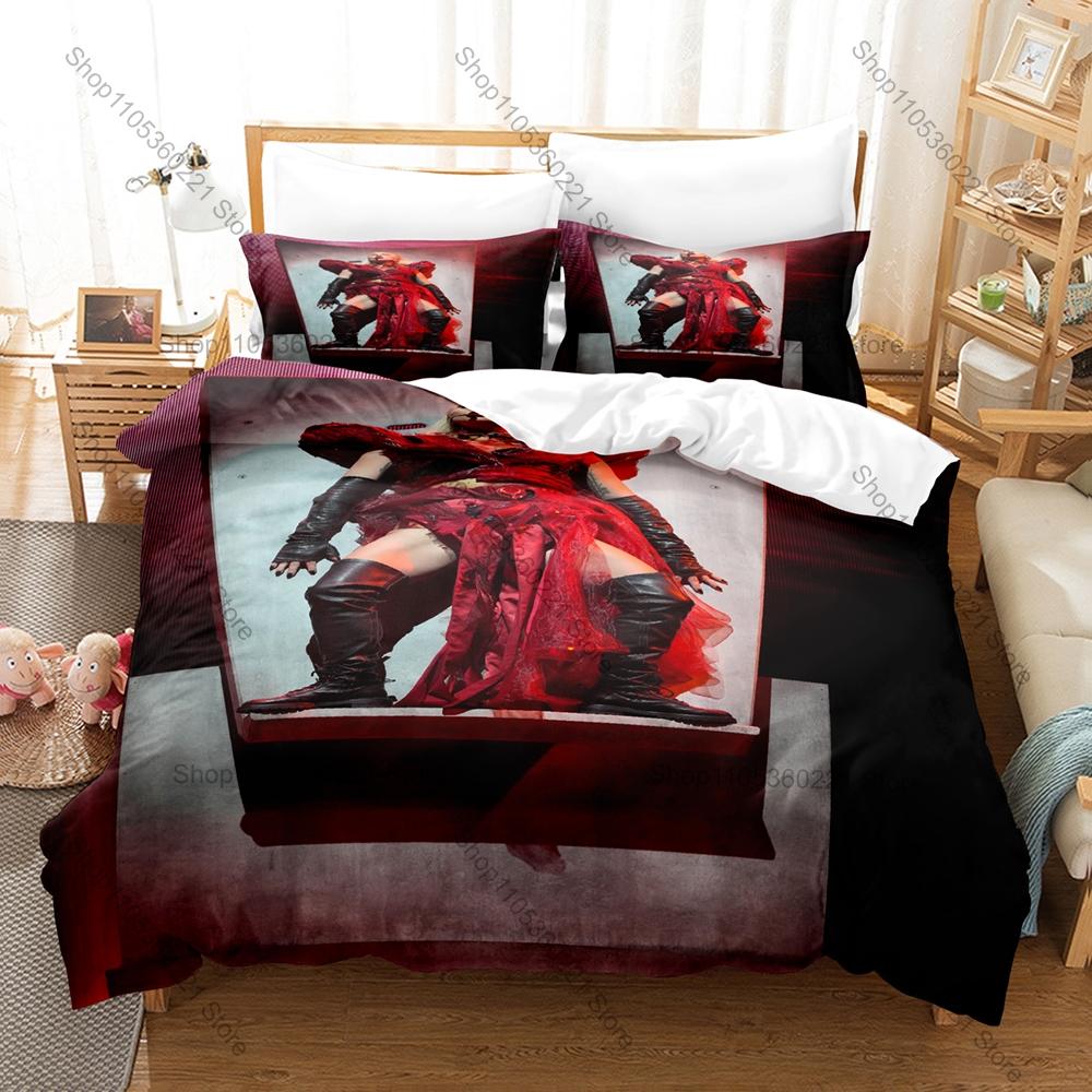 Pop Music Bedding Set 3Pcs The Chromatica Ball Tour Exquisite Singer Print Stylish Home Decor For Gaga Collectors