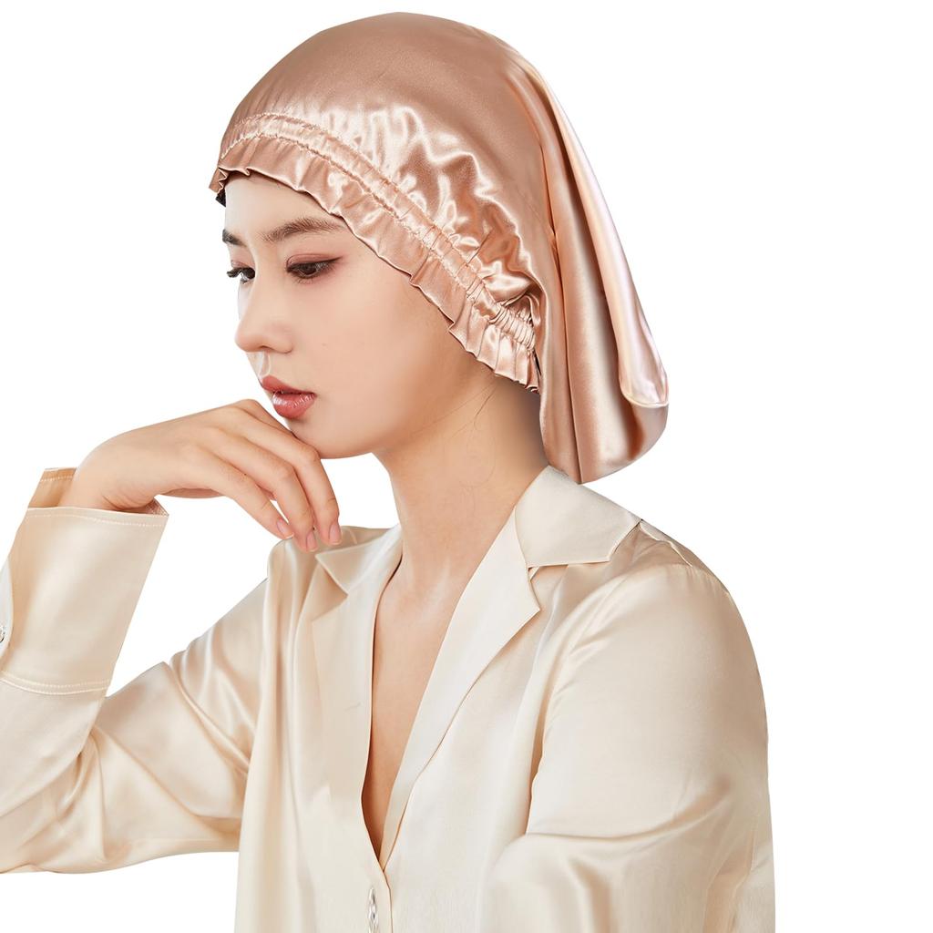 Utukky Silk Night Silk Cylindrical Will Not Fall Off Until Silk Night For Long Hair Prevents Split Ends and Sleeping For Birthday Gift Cap, Cap,