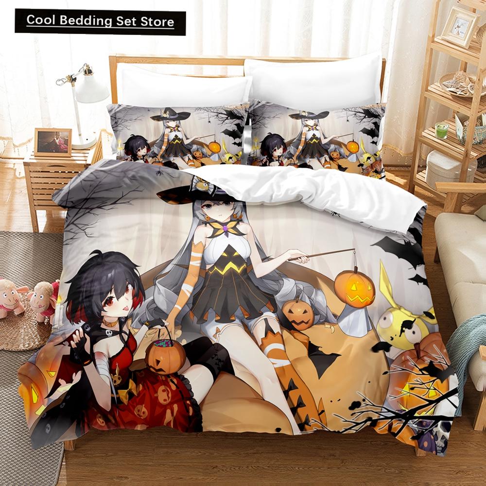 3D Аниме Постельный комплект Honkai Impact 3rd Принтованный Декоративный 2_3 предмета Комплект пододеяльника Постельное белье Покрывало Домашний Для Домашнего текстиля