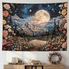 AMM Vintage Moon Floral Forest Mountain Tapestry 80x60 Inch