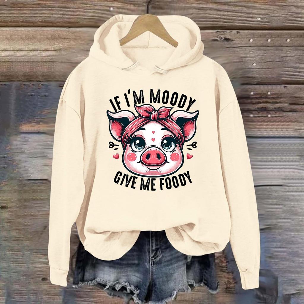 Женская мода легкий длинный рукав пуловер толстовки с капюшоном с карманами графическая толстовка