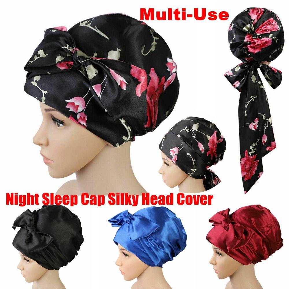 Cover Hat Head Cover Satin Turban Hair Bonnet Shower Cap Silk Night Sleep Cap Soft Satin Bonnet