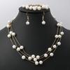 Hot Selling Multi-Layer Pearl Necklace Earrings Bracelet Jewelry Set Wedding Season Bridal Jewelry Women