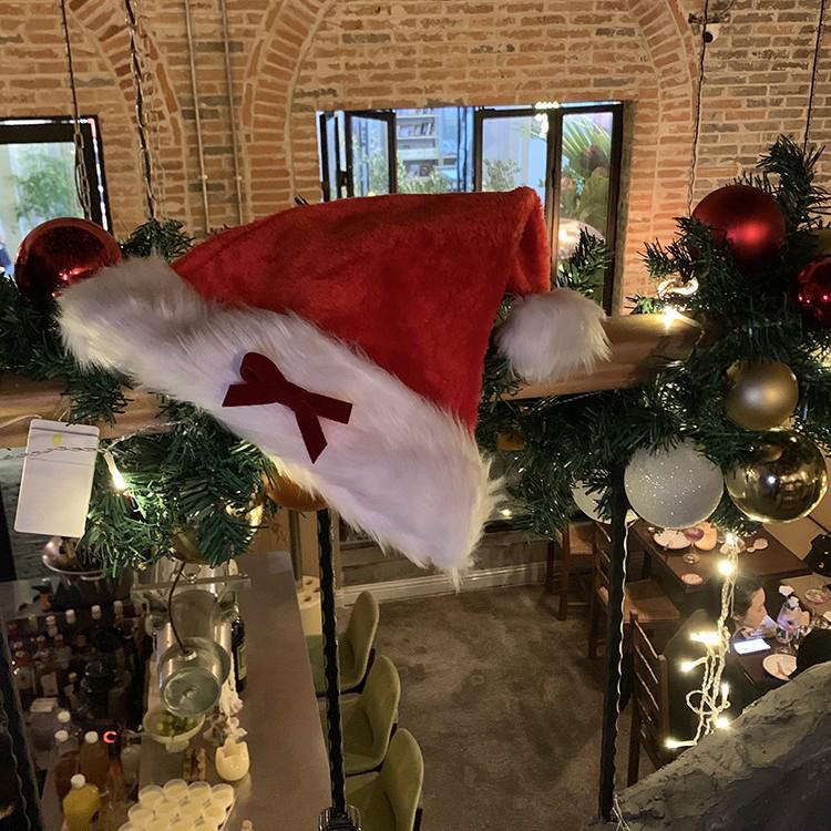 Женская праздничная плюшевая шляпа с бантом - Черно-красный зимний головной убор