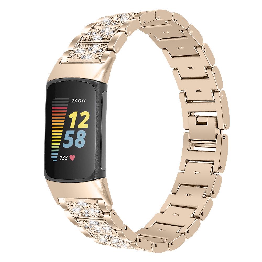 Металлический браслет с бриллиантами для Fitbit Charge 5/6: Сплавная цепь со стальным ремешком