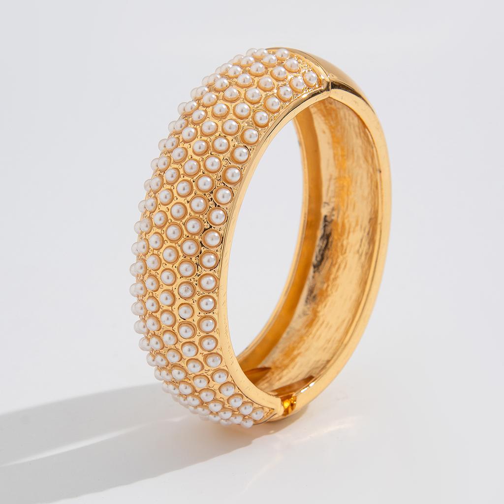 Ingemark 8 Styles Vintage Creative Gold Color Geometric Bangles Women Men Large Imitation Pearl Wide Cuff Bangles Jewelry Gift