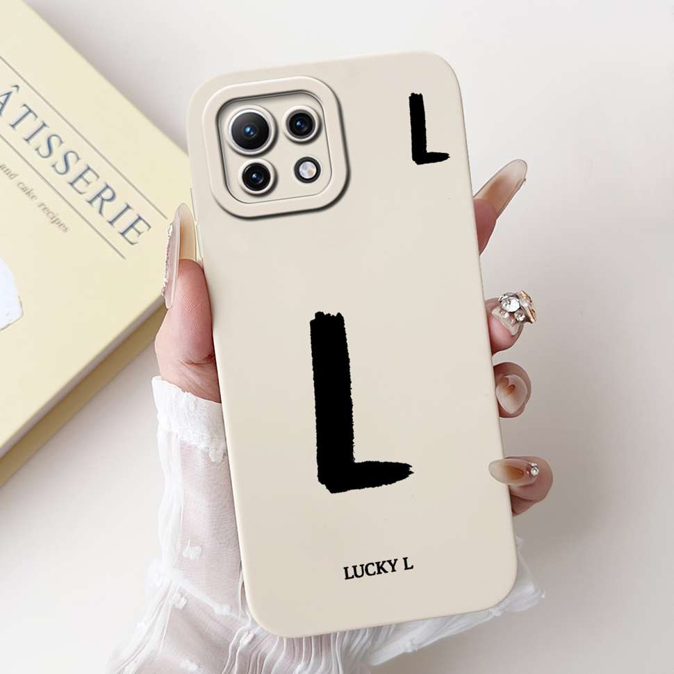 Чехол для Xiaomi Mi 11 Lite 4G 11Lite 5G M2101K9AG Милые Белые Буквы A-Z Мягкий Силиконовый Чехол Для Xiaomi Mi 11 Youth 6.55" Корпус