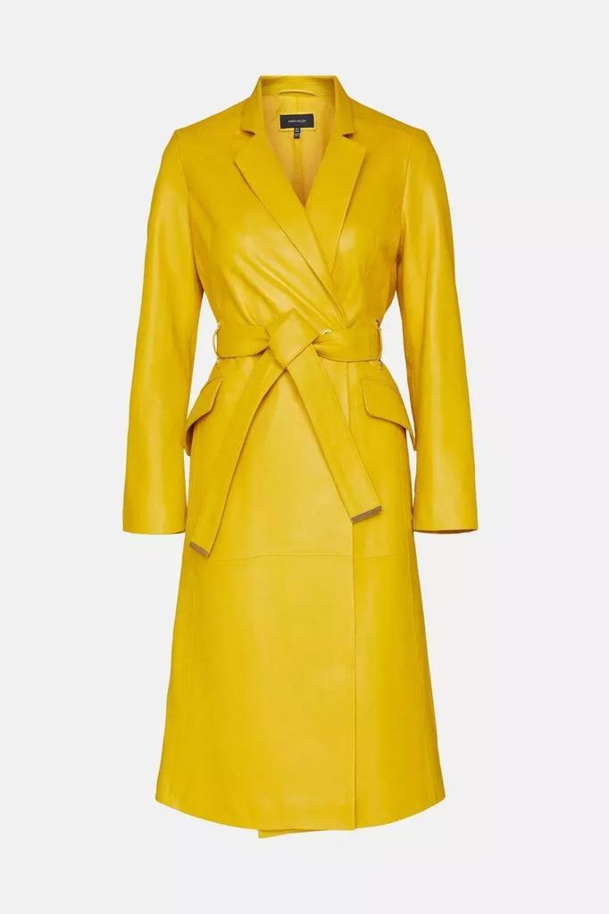 Party Wear Stylish Yellow New Women Trench Coat Leather Genuine Lambskin Handmade Long