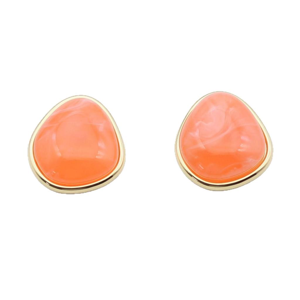 Trendy Geometric Irregular Resin Stud Earrings with Silver Needles and Gold Tone