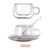 150/300ml Double Wall Glass Coffee Cup with Saucers and Spoon Heat Resistant Espresso Cups With Handle Mug Drinkware Milk Teacup