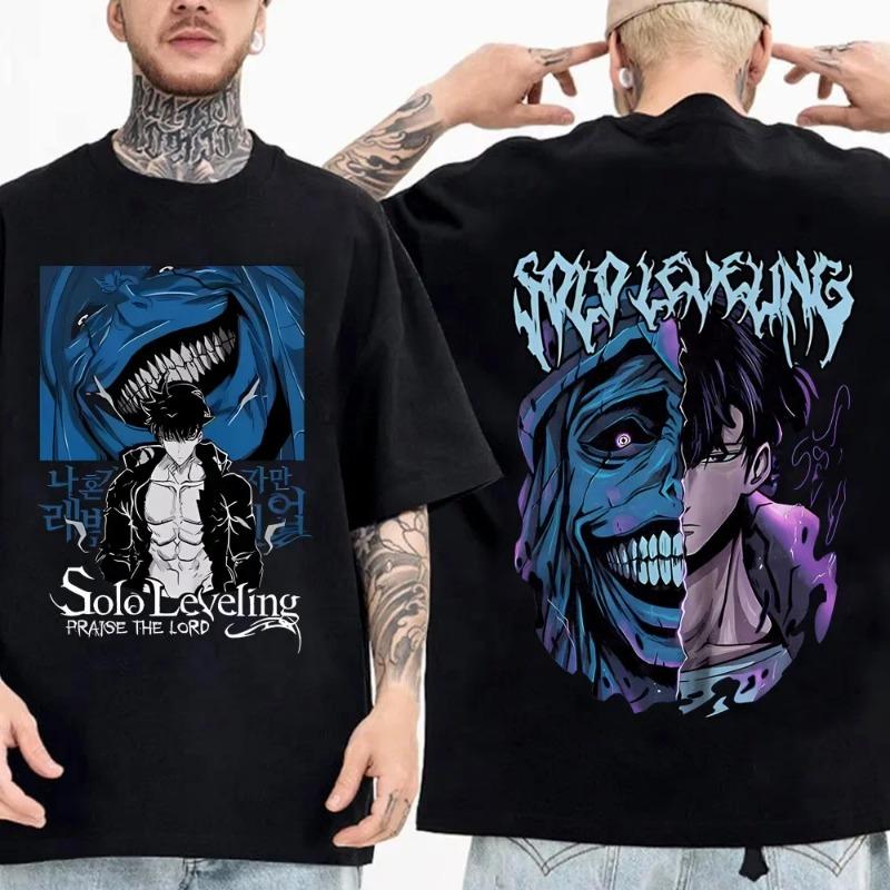 Мужская одежда 3D-принт Корейские комиксы Solo Leveling Круглый вырез Y2k Тренд Футболка Досуг и Лето Уличная С коротким рукавом Мото
