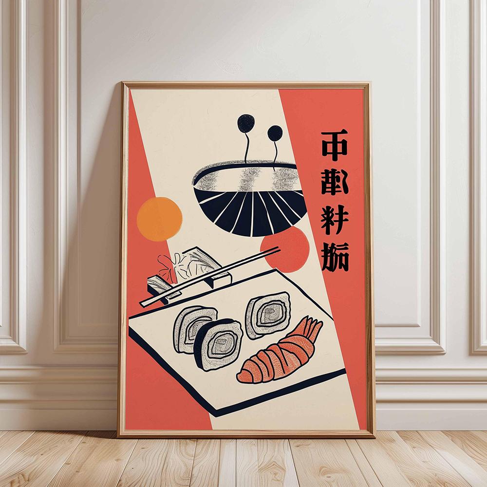 Retro Japanese Sushi Bar Poster Kitchen Food Posters and Picture Canvas Print Painting Dining Room Wall Decor Home Mural Cuadros