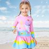 2025 New Cartoon Dolphin Long-Sleeve Split Swimsuit for Girls