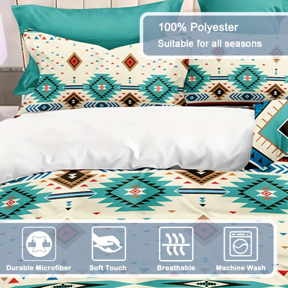Boho-Chic 3pcs Duvet Cover Set - Breathable Soft Polyester with Zip Closure - Includes 1 Duvet Cover & 2 Pillowcases (No Insert)