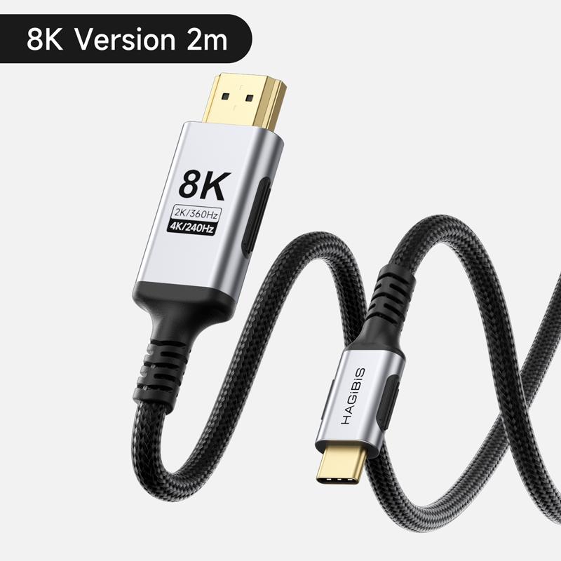 Hagibis USB C to HDMI Cable Type-C to HDMI 2.1 8K Video Soft Cable Phone Laptop to TV Monitor 4K240Hz for Phone Tablet Projector