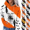 Women's Fashion Casual Long Sleeve Halloween Print Hooded Sweatshirt