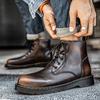 WAERTA Кожаные ботинки Мужские высокие британские ретро-винтажные ботинки Мягкие теплые ботинки Модные повседневные ботинки Зимние высококачественные ботинки
