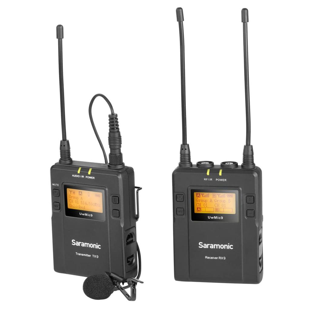 Salamonic UwMIC9 96-channel digital UHF wireless lavalier microphone system with RX9 portable receiver and TX9 bodypack transmitter