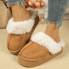 Fashion Fashion Women Platform Fluffy Slippers Winter Comfort Warm Plush Cotton Shoes Woman Thick Sole Anti Slip Indoor House Slippers