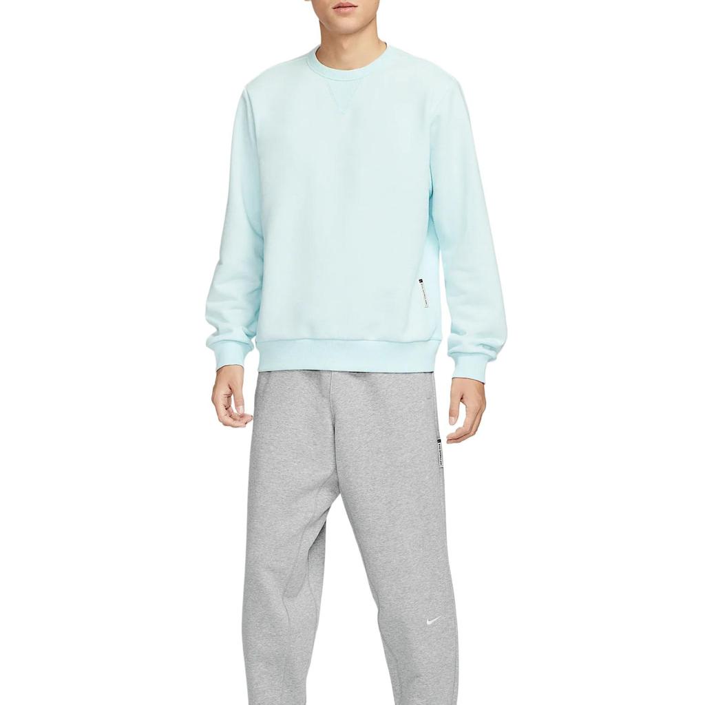 Nike Мужской свитшот Dri-FIT Standard Issue быстросохнущий баскетбольный с круглым вырезом, цвет блок ледниково-голубой/светло-слоновая кость, FZ0221-474