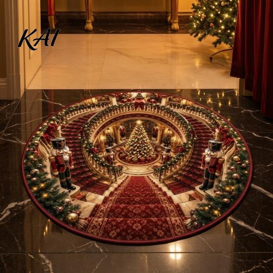 Washable Area Rug for Living Room Christmas 3D Illusion Rug, Black Hole Vortex Visual Effect Mat, Non-Slip Anti Skid Bathroom Mat Holiday Door Machine