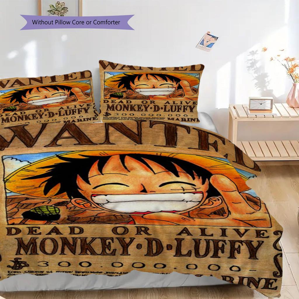 One Piece Luffy Bounty Set Bedding 1 Duvet Cover 2 Pillowcase Without Core Soft And Comfortable Duvet Cover And Pillowcase