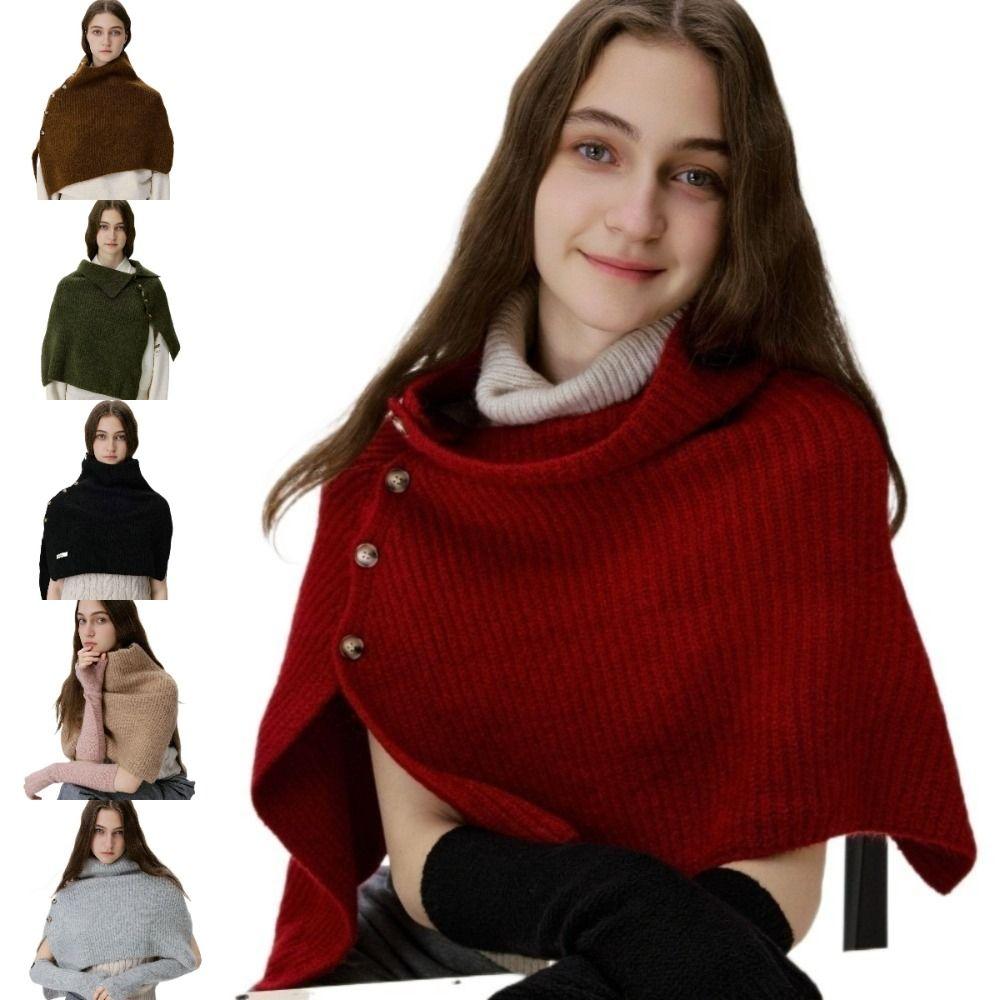 Korean Style Woolen Knitted Shawl Large Size Shoulder Shawl Women's Wrap Outerwear Cold Weather
