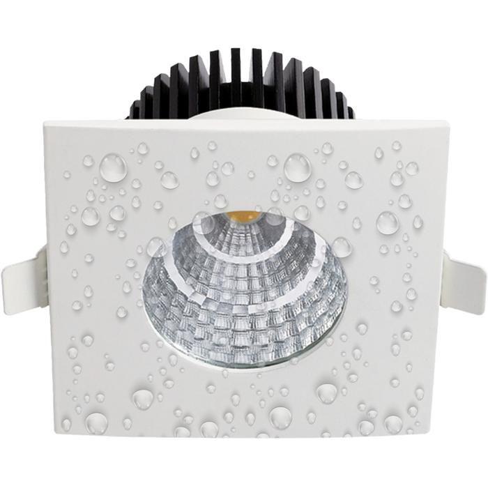 Spot LED Downlight 6W carré fixe étanche IP65