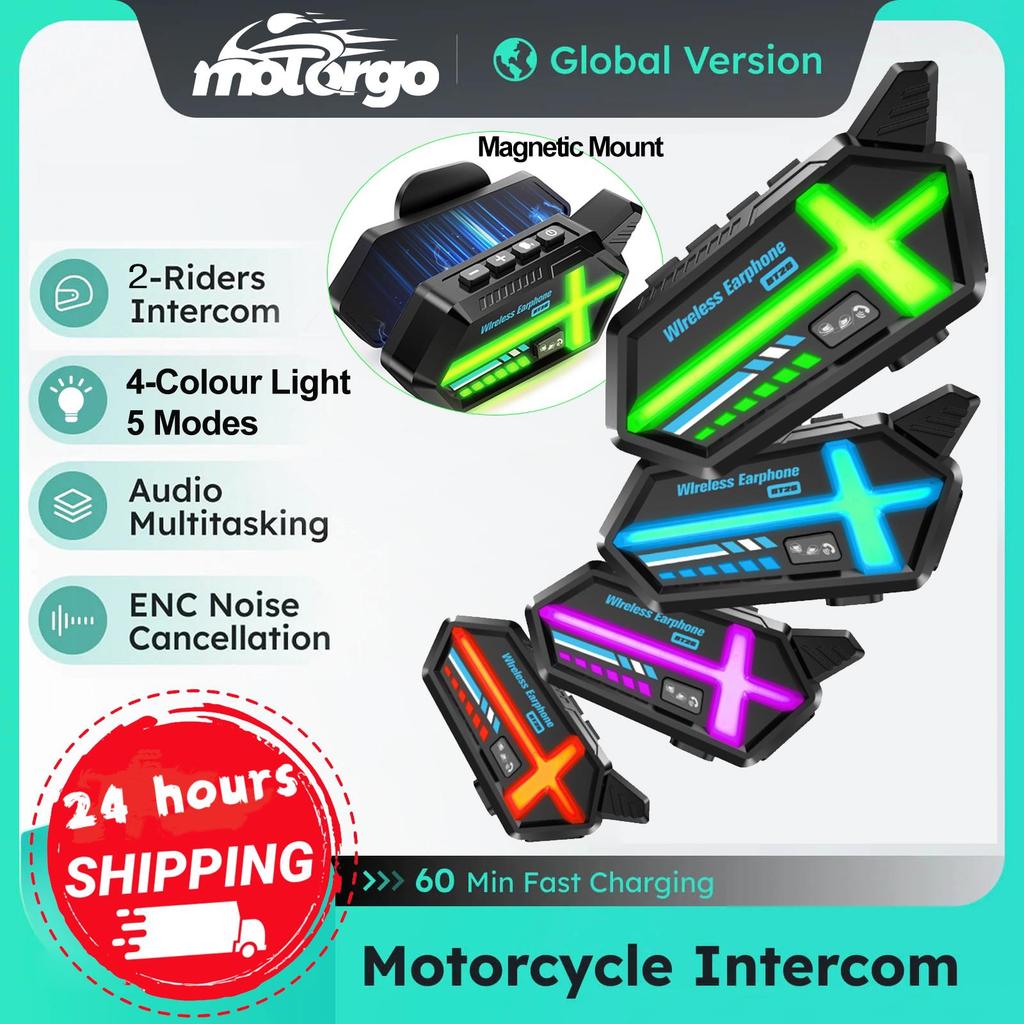 BT26 Motorcycle Helmet Intercom System 500m Range Waterproof Bluetooth Communication Headset