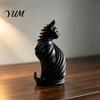 Creative Desktop Accessories for Study 3D Printed Cat Sculpture, Modern Style Matte Statue, Black Minimalist Animal Art Room Decor And White