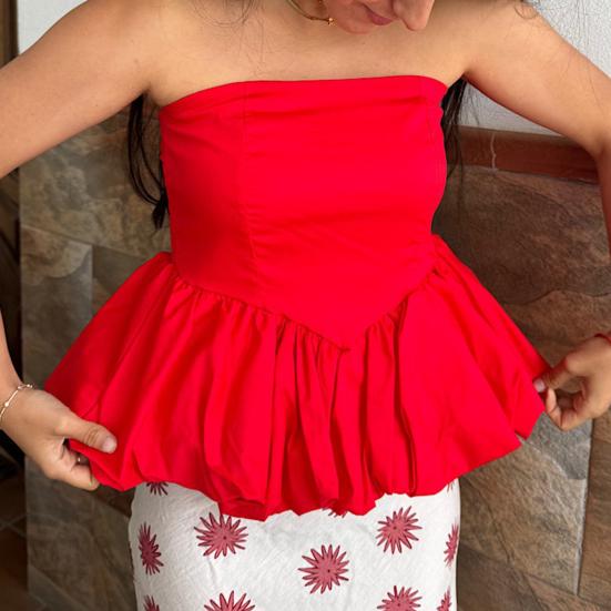 Женские топы бандо без бретелек с эластичной резинкой сзади и пышной юбкой-лепестком, дизайнерские майки для вечеринок, уличной фотографии, жилет для повседневной носки