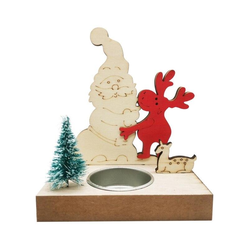 Рождественский деревянный подсвечник, деревянный Лось, Санта-подсвечник, украшение для дома, рабочего стола, украшение для окна, рождественский подарок