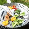 Stainless Steel BBQ Grill Pan , Round Perforated Grilling Basket with Handle, Outdoor Grill Topper for Vegetables, Meat, Pizza