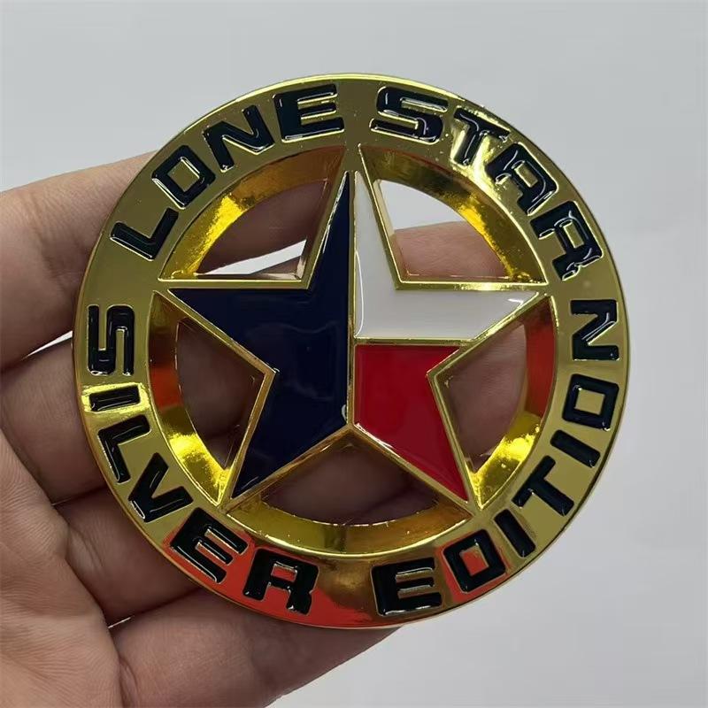 LONE STAR SLIVER Metal car sticker suitable five-pointed star emblem modification sticker