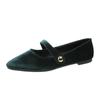 Fashion Spring Mary Jane Ballet Flats Shoes Woman Velvet Slip-on Women's Shoes Comfortable Soft Pointed Toe Flat Shoes for Women Zapatos