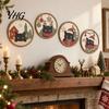 Creative Wall Layout Christmas Black Cat Decor, Layered Wooden Hanging Sign, Round 2D Home Decorations Flat Art Decoration for Living Room Bedroom And